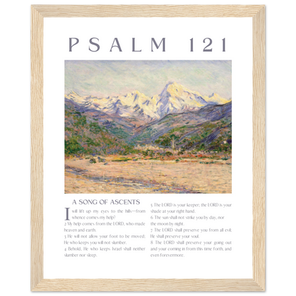Psalm 121 Art Print ith natural wooden frame